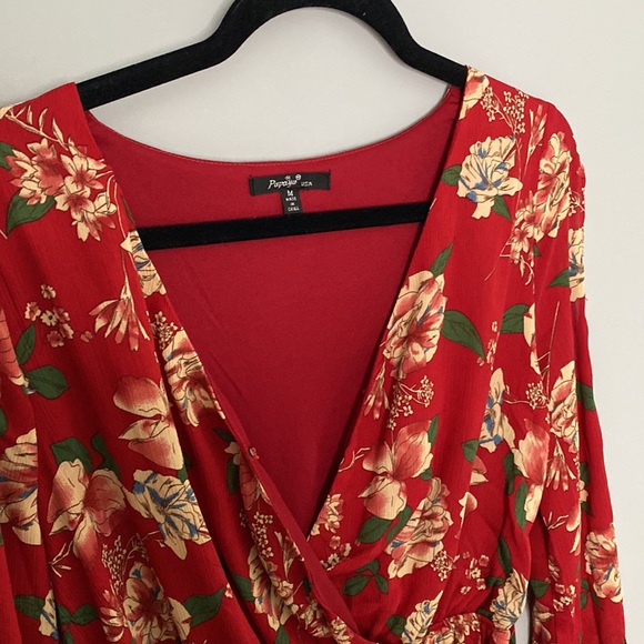 Papaya Red Floral Jumpsuit (size medium) - Picture 3 of 7